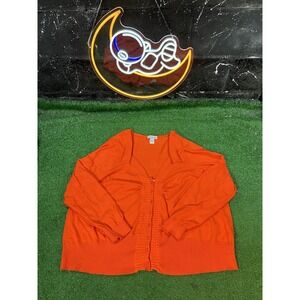 Jessica‎ London Womens Orange Button 100% Cotton V Neck Cardigan Size 22/24